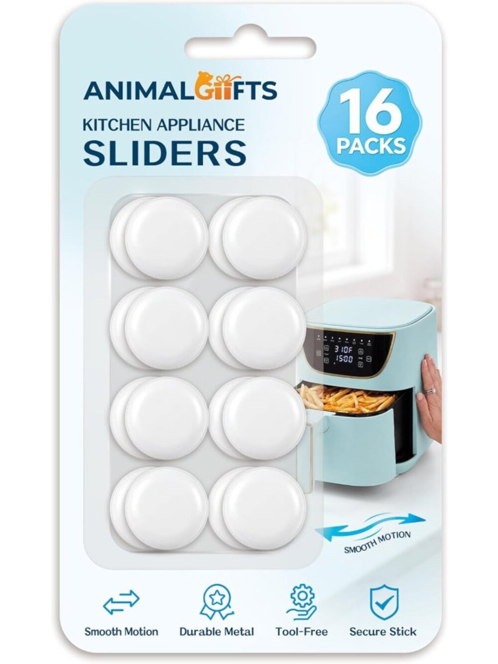 16PCS Self-Adhesive Appliance Sliders for Easy Moving & Space-Saving Kitchen